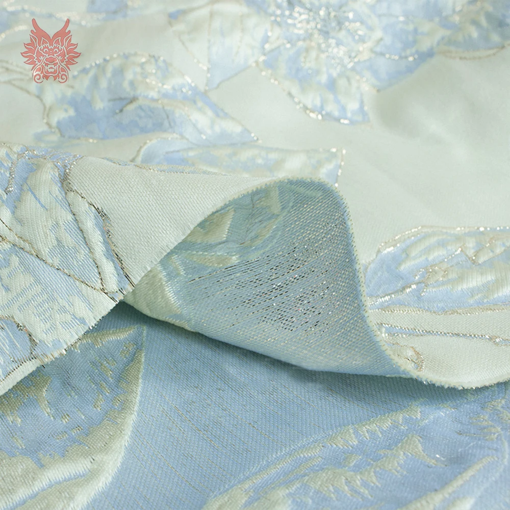 Light Blue Элегантный 3D Цветочный Принт Красный Синий Металлик Жаккардовая парча ткань для женщин зимнее платье юбка tissus tissu Африканский SP5881 - Цвет: Light Blue