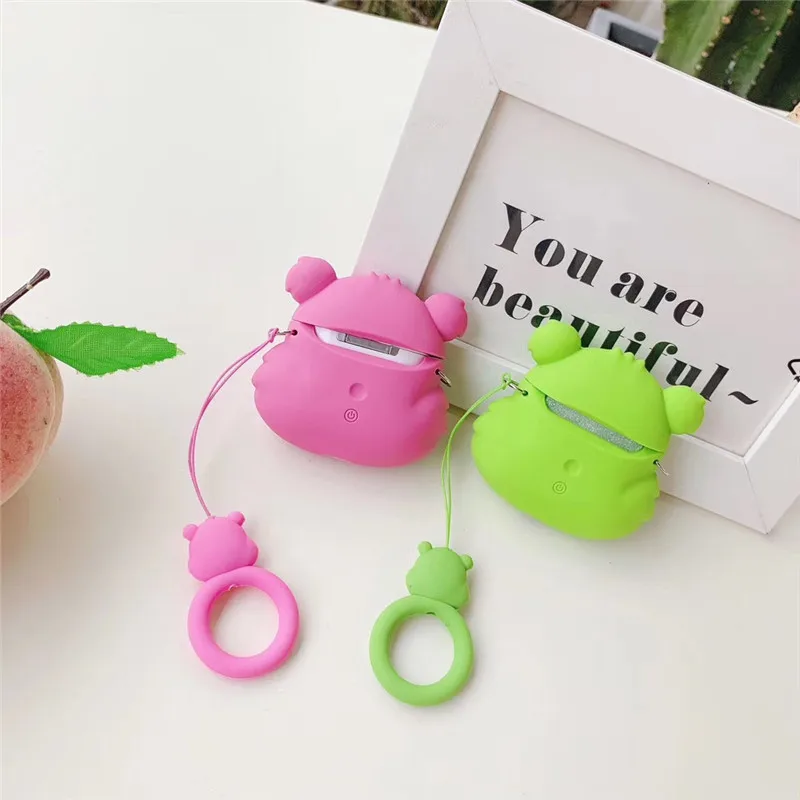 3D милая, с радужным принтом Care Bears металлическая цепочка с подвеской чехол для Apple Airpods 1 2 Беспроводной наушники Карамельный цвет покрытие с медведем