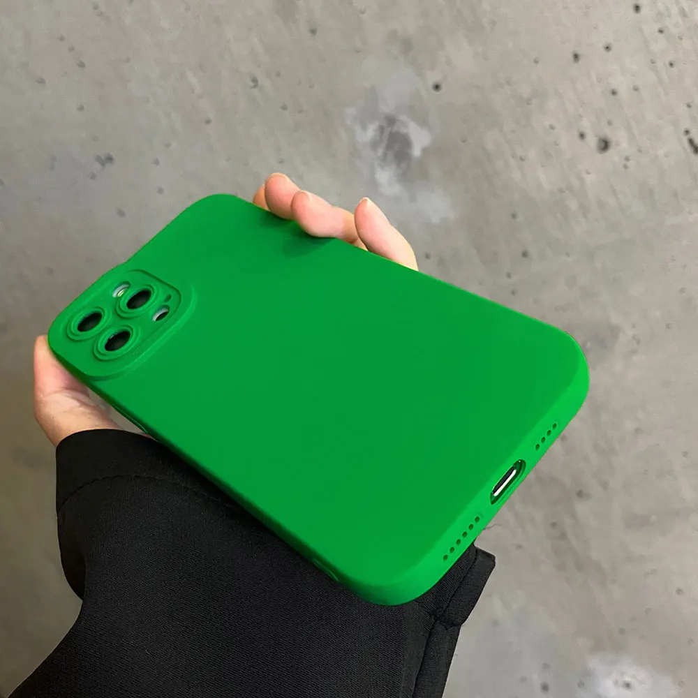 New bright green silicone For iPhone 13 Pro Max 12 11 Pro Max X 12 Pro XS  Max XR Phone Cases For iPhone 7 plus 8 plus Soft Cover - AliExpress