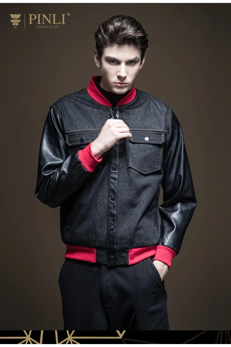 Casaco Masculino Real Pinli осень новая мужская одежда с вышивкой, куртка из искусственной кожи с вышивкой B193504304