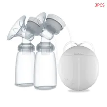 Электрический двойной молокоотсос комплект с 2 детские бутылочки для молока сосков всасывания грудного вскармливания массажер для груди