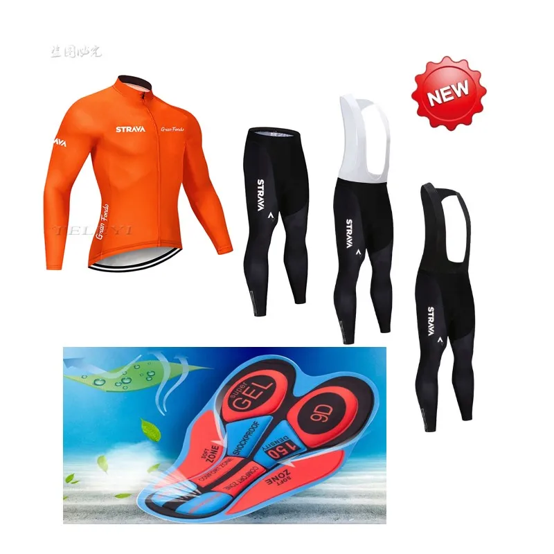 STRAVA Pro Long Sleeve Spring Cycling Jerseys Set Bike Clothing Uniform Racing Bicycle Clothes Wear Maillot Ropa Ciclismo green | Спорт и
