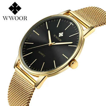 

Fashion Brand WWOOR Mens Watch Casual Ultrathin Waterproof Quartz Business Watches Male Clock Full Steel Black Dial Reloj Hombre