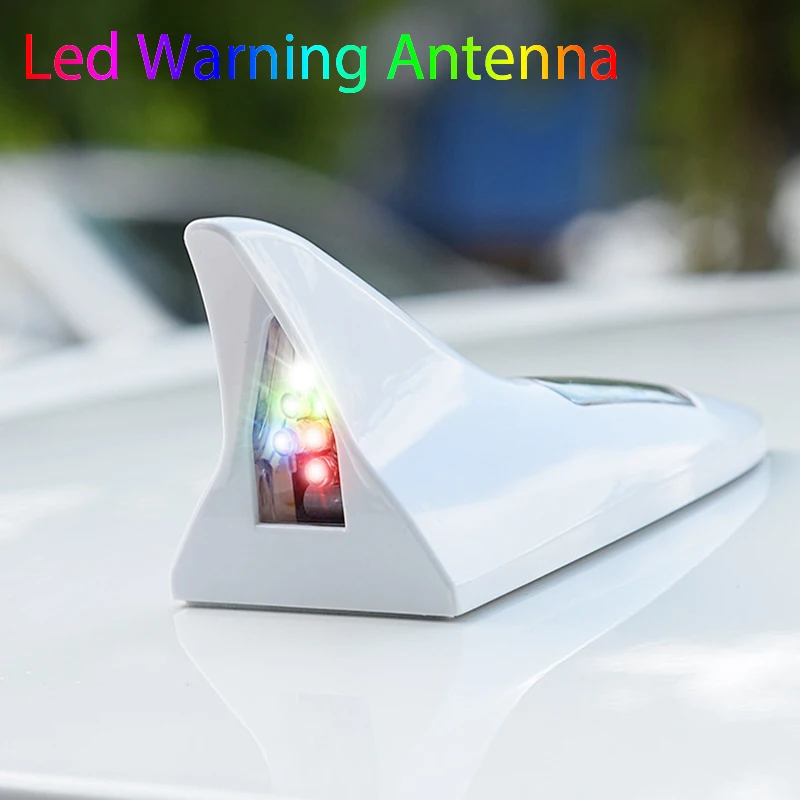 NONDK Lumière LED Solaire Universelle Antenne D'Aileron De Voiture Queue De Toit Antenne De Ceinture De Lumière Modifiée Voyant D'Avertissement De Sécurité De Conduite Noir Facile à Utiliser