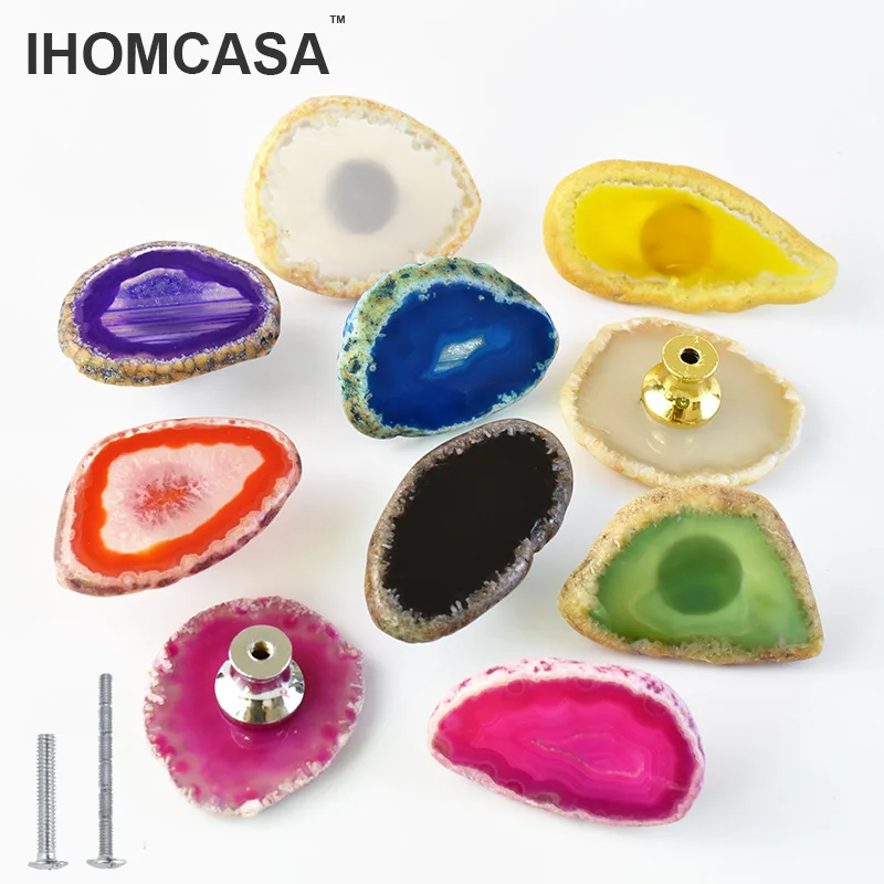 Мебельные ручки IHOMCASA Reiki из натурального агата для шкафа кухонные дверные в