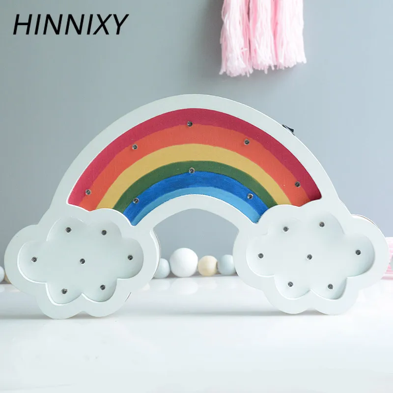 Hinnixy разноцветная Радужная подвесная настенная лампа деревянный детский ночник
