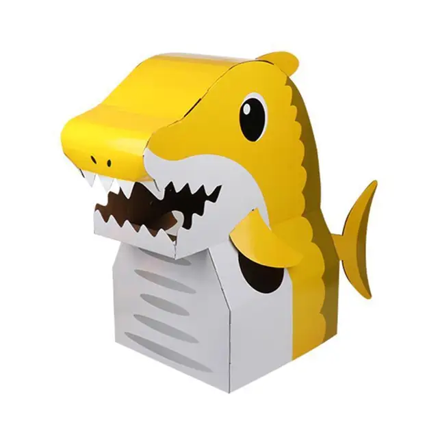 Cardboard Box Dinosaur Toy Manual Assembly Model Kindergarten Children's Creative Wearable Paper Tyrannosaurus Rex 4