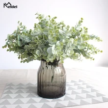 Meldel DIY свадебный букет украшения искусственные листья эвкалипта 7 вилок растение Ручной Работы Цветочная композиция Свадебные принадлежности