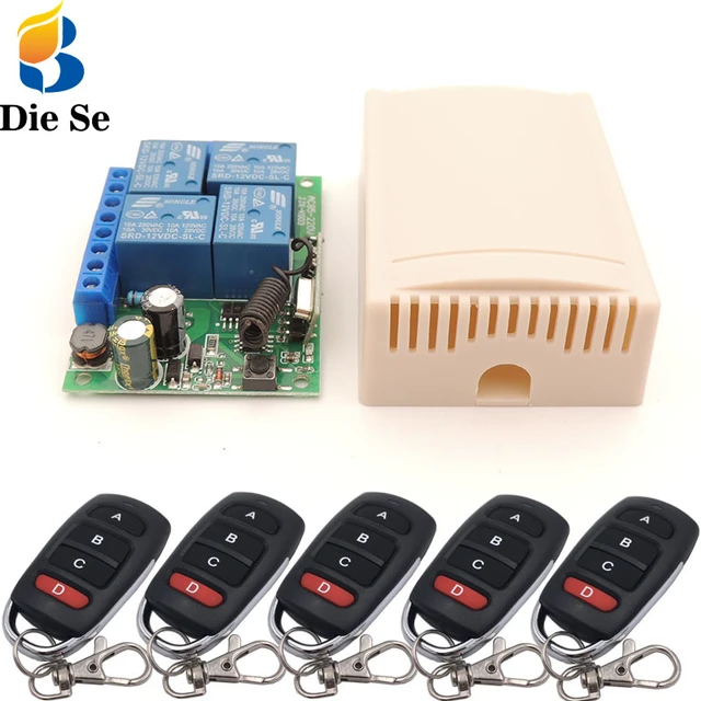 Diese 433Mhz RF Wireless Remote Control Switch ON\OFF AC85V~250V 4-Gangs  Relay Receiver and Transmitter Smart Light Switch DIY - AliExpress