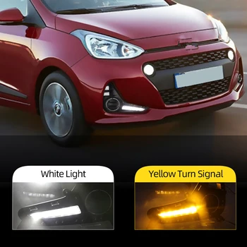 

CSCSNL 2Pcs DRL For Hyundai Grand i10 2017 2018 2019 with turn signal 12V LED Car DRL Daytime running lights fog lamp