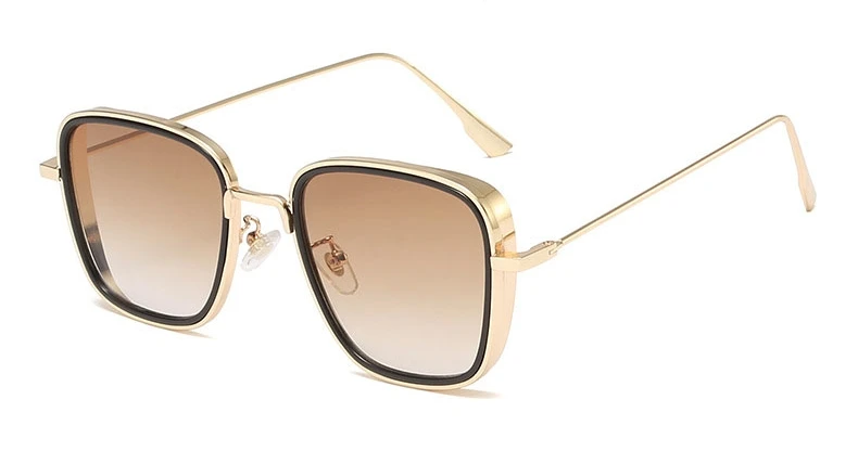 Samjune Роскошные Kabir Singh индийские солнцезащитные очки в стиле фильма Мужские квадратные золотые рамки крутые солнцезащитные оттенки фирменный дизайн красные очки для мужчин UV400 - Цвет линз: C4