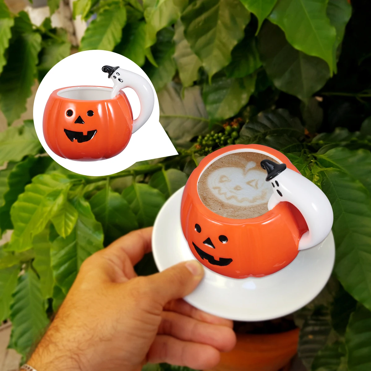 1pc Ceramic Mug Festival Creative Fashionable Stylistic Halloween Mug Pumpkin Coffee Cup Ceramic Cup for Home Bar Office Coffee