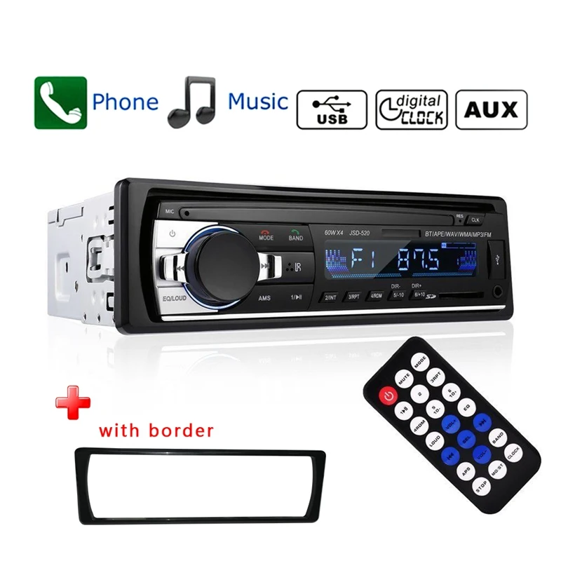 Retractable Car Radio 12V Bluetooth V2.0 FM AUX Input Receivers Car Audio SD USB MP3 MMC WMA 1 din car radio with GPS and Screen