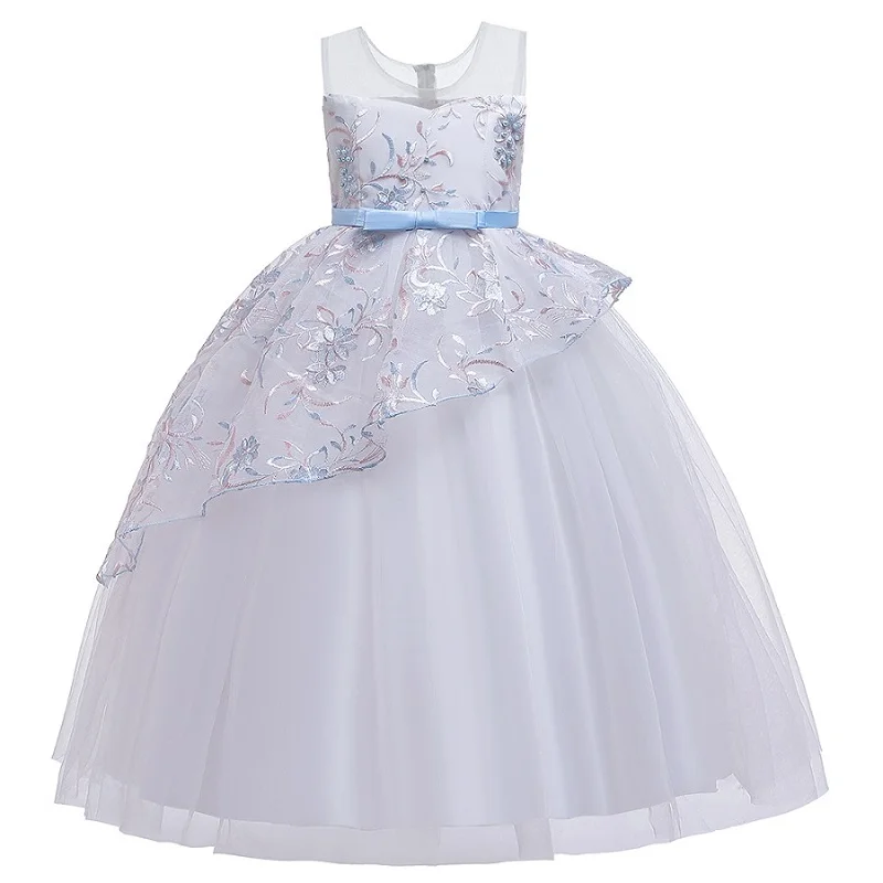 Новое Женское платье, платье с цветочным узором для девочек, детская одежда с блестками для свадебной вечеринки, бальное платье принцессы для первого причастия, vestido