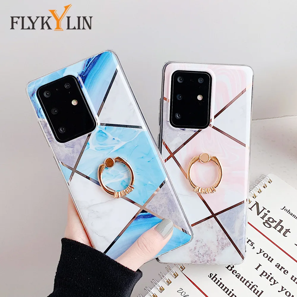 FLYKYLIN чехол с геометрическим мраморным кольцом и подставкой для Samsung Galaxy S20 S10 S9 S8
