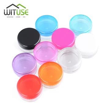 

100pcs/lot 3g 5g Mix Color Small Empty Cosmetic Refillable Bottles Plastic Eyeshadow Makeup Face Cream Jar Pot Container Bottle