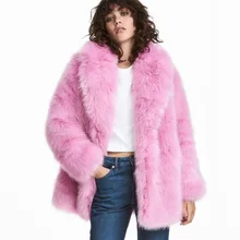 CP длинные пальто из искусственного лисьего меха женские модные розовые куртки из искусственного меха женские повседневные закрытые кнопки женское меховое пальто женские CP76