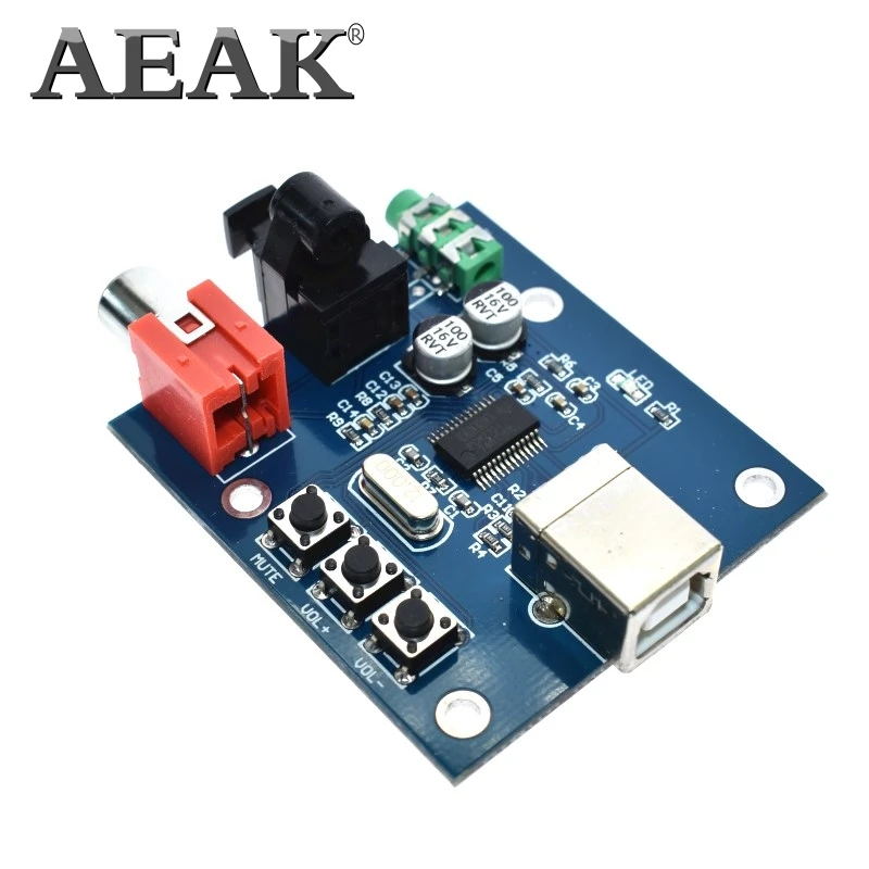AEAK PCM2704 USB DAC Power fiber optic coaxial analog output for Raspberry Pi Raspbian RaspBMC Windows 7 need no drive | Электронные