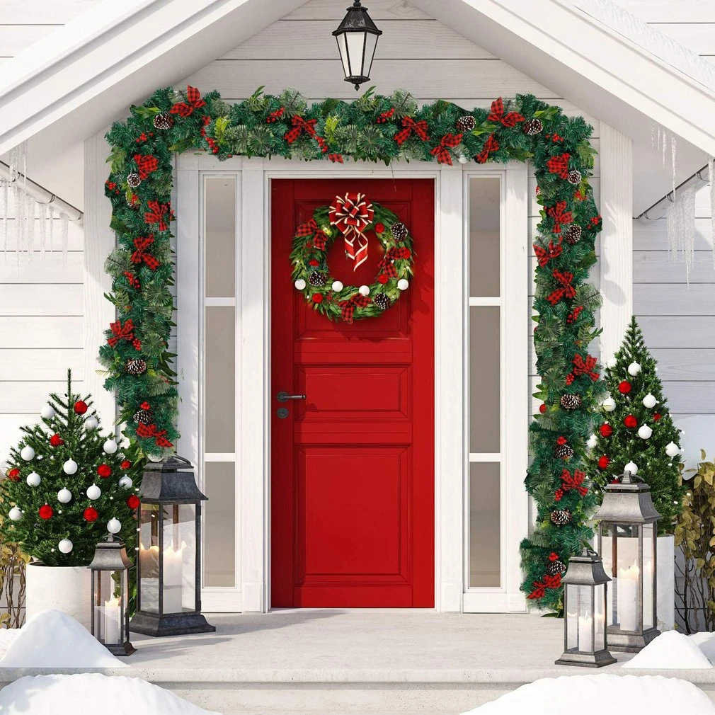 2.7m luxo natal guirlanda casa festa decoração da porta de parede enfeites  árvore de natal grinalda com pinhas 2022 decoração de ano novo|Enfeites p/  árvore de Natal| - AliExpress
