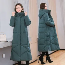 

FAKUNTN Down parka women's winter new national style loose cotton padded clothes long knee length cotton padded jacket