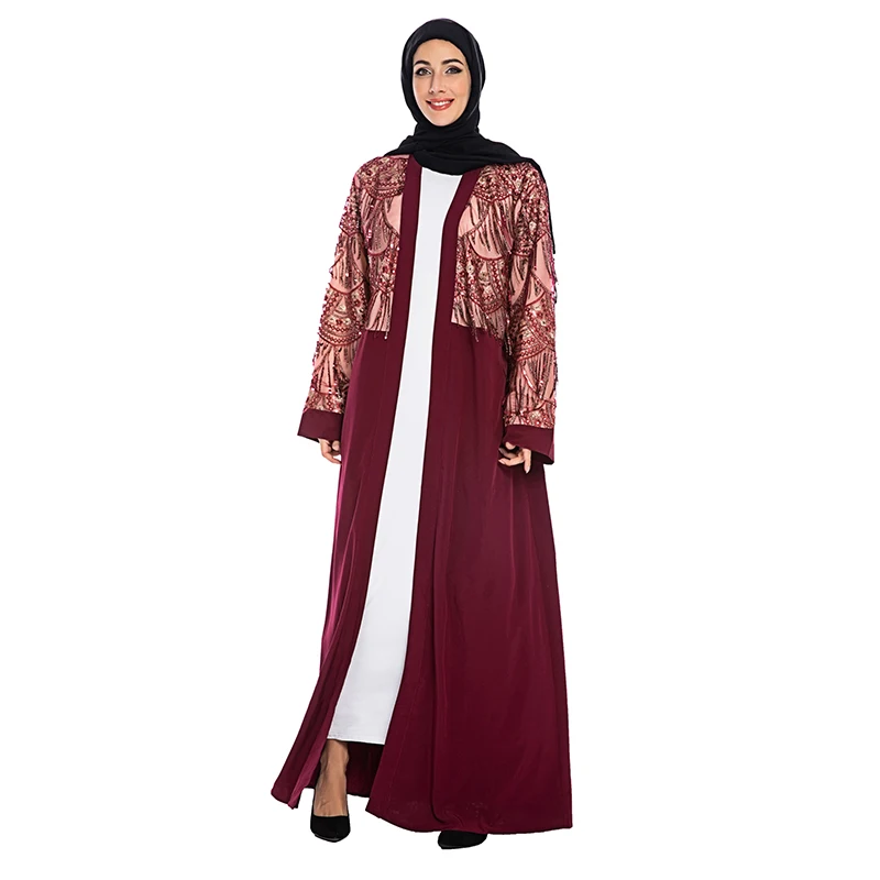 Зимнее кисточки Abaya турецкий хиджаб мусульманское кимоно Макси платье