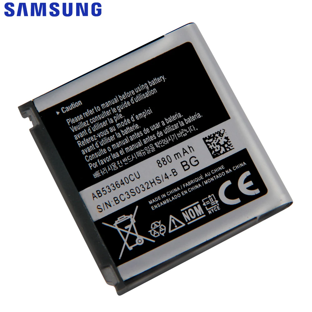 Оригинальный сменный аккумулятор SAMSUNG AB533640CC для Samsung C3110 G400 G500 F469 F268 G600 G608 J638 F330 F338