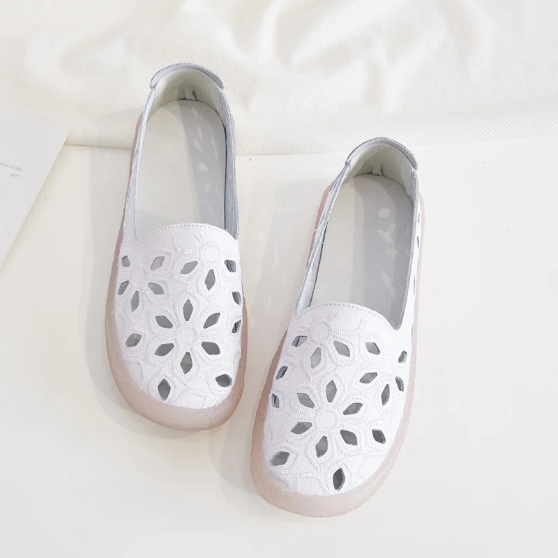 Women Shoes Women Flats Autumn Woman Loafers Genuine Leather Female Shoes Slip On Ballet Bowtie