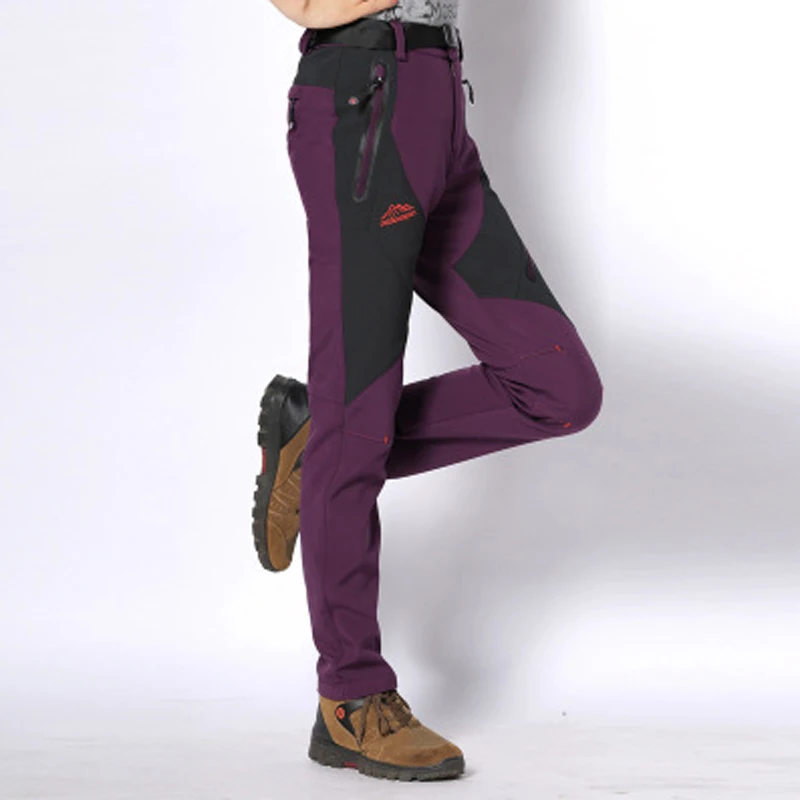 Мужские и женские зимние длинные штаны для спорта на открытом воздухе, водонепроницаемые штаны для бега, лыжные штаны из флиса, штаны для катания на лыжах, Походов, Кемпинга - Цвет: Women 03