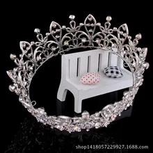 Аксессуары для невесты, мужские guan, европейский стиль, принцесса, большой размер, круглая Хрустальная корона, головной убор, аксессуары для волос, Юань, Гуань, банкет