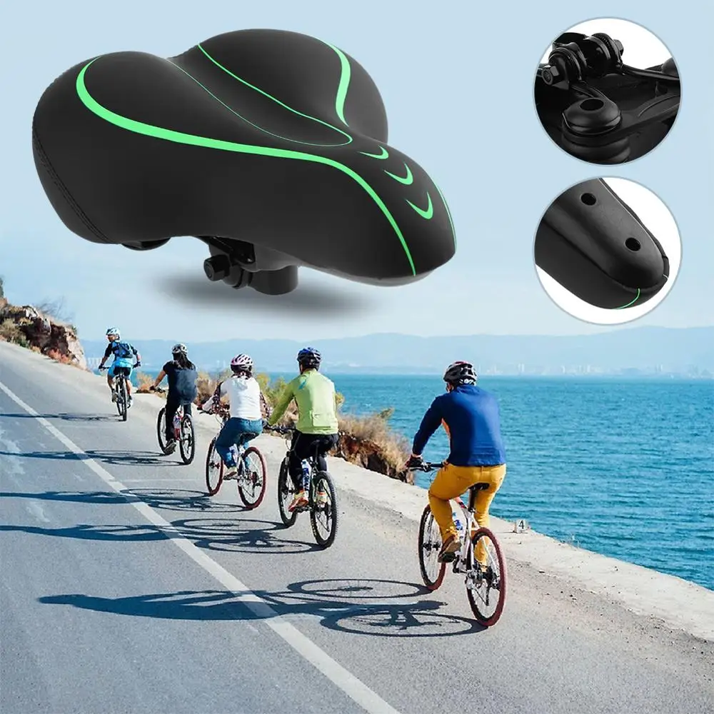 

PU Leather Bicycle Saddle Seat Shock-absorbent Large MTB Mountain Bike Comfortable Soft Saddle Seat Cushion Bike Parts
