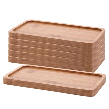 

BEAU-6 Pcs 6.88 Inch Planter Pot Bamboo Saucer Succulent Pot Holder Drainage Tray for Small Ceramic Planters Holding