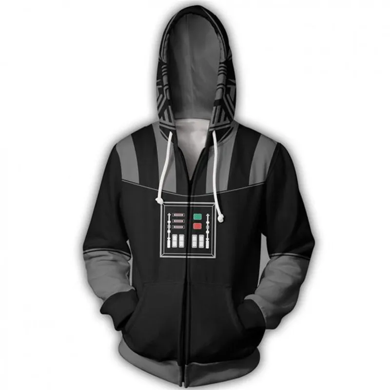 New Movie Star Wars: The Rise of Skywalker Zip Hoodie Men and Women Cosplay Sweater Anime Costume 3D Printing - Color: B