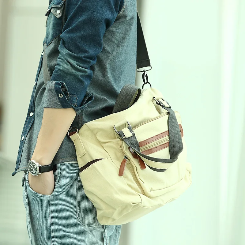 

2019 New Style Men's Canvas Bag Casual Travel Computer Large Bag Shoulder Bag/ Hand Bag Multi-functional Canvas Men's Trendy Bag