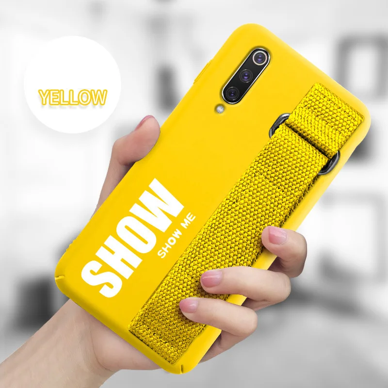 Yellow Для Xiaomi mi 9T 9 SE 8 Lite Pro 6 6X A2 A1 Note 10 Max 2 3 mi x 2S CC9 CC9E Red mi K20 чехол силиконовый матовый чехол с ремешком на руку - Цвет: Yellow
