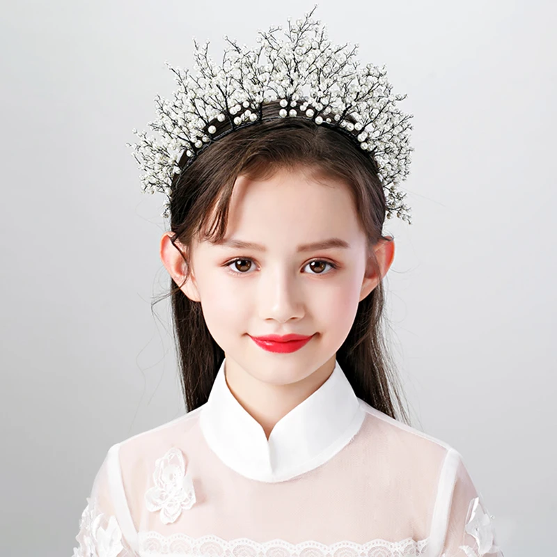 

Full Simulated Pearl Black Hairbands Fashion Wedding Hair Accessories Party Girls Gift Photography Kids Children Hair Ornaments