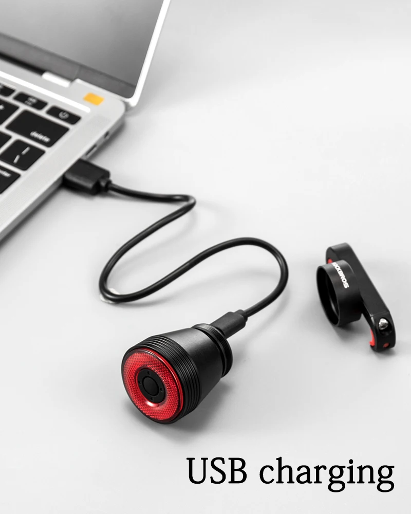 Top ROCKBROS Bike IPx6 Waterproof Smart Brake Sensing Light Auto Start/Stop LED Charging Cycling Taillight Bicycle Light Accessories 7