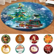 Рождество мультфильм круглый коврик 3D Санта-Клаус Олень шаблон мягкий напольный коврик Большое украшение дома фланелевый нескользящий коврик с рождественским дизайном