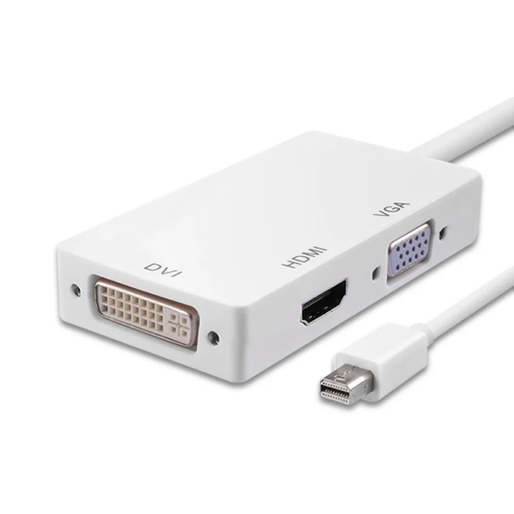 Портативный Кабель-адаптер три в одном Mini 1080P DP к HDMI VGA DVI Кабель-адаптер конвертер для Macbook Pro