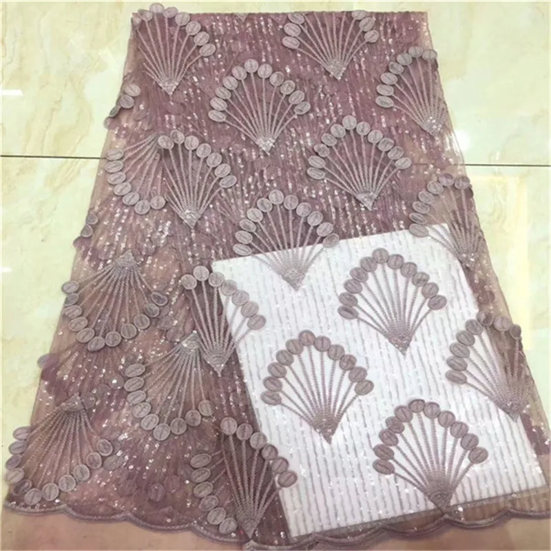 

Nigerian Lace Fabrics For Wedding 2019 Latest Sequins Lace Promotion African Lace Fabrics with Sequins Women Dress Material