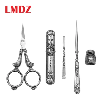 

LMDZ Vintage Scissors Sewing Fabric Cutter Scissors / Needle Storage Tube / Awl+Needle Thread / Thimble Scissor Tools for Sewing