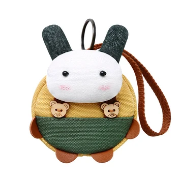 

Kawaii Fashion Mini Coin Purse Lovely Cartoon Pouch Women Small Wallet Zip Canvas Money Bag Wrist Strap Key Card Bag Kids Gifts