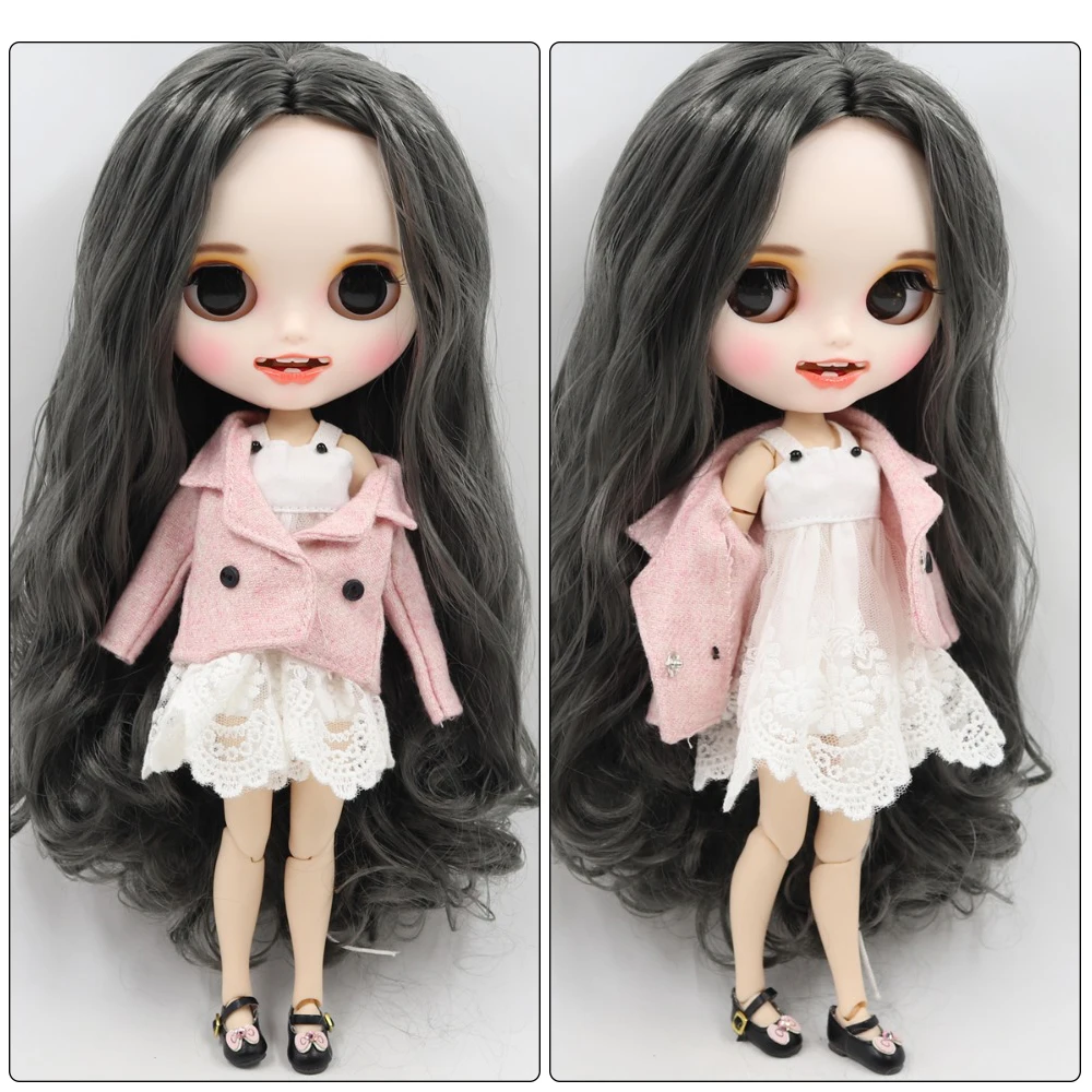 Neo Blythe Doll with Black Hair, White Skin, Matte Smiling Face & Custom Jointed Body 1