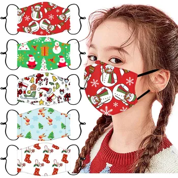 

Children's Christmas Print Reusable Face Mask Washable Mouth Mask Cloth Face Shield Breathable Windproof Mouth Caps mondmaskers