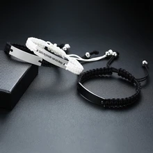 Выгравированный Персонализированный плетеный браслет ID, регулируемый браслет дружбы для женщин и мужчин, пользовательское имя, инициалы, браслет