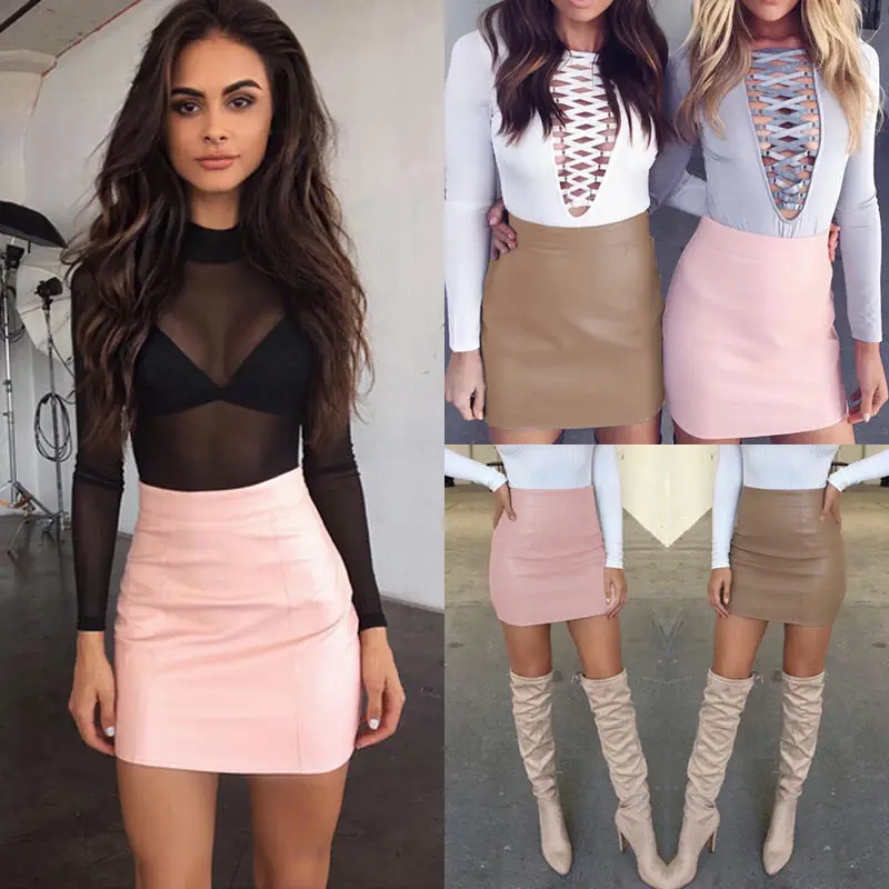 Fashion Women Leather Skirt Female Solid Bodycon Slim Pencil Short Mini Skirt Ladies Zipper High Waist Skirt Tight Clubwear Fashion Women Leather Skirt Female Solid Bodycon Slim Pencil Short Mini Skirt Ladies Zipper High Waist Skirt Tight Clubwear
