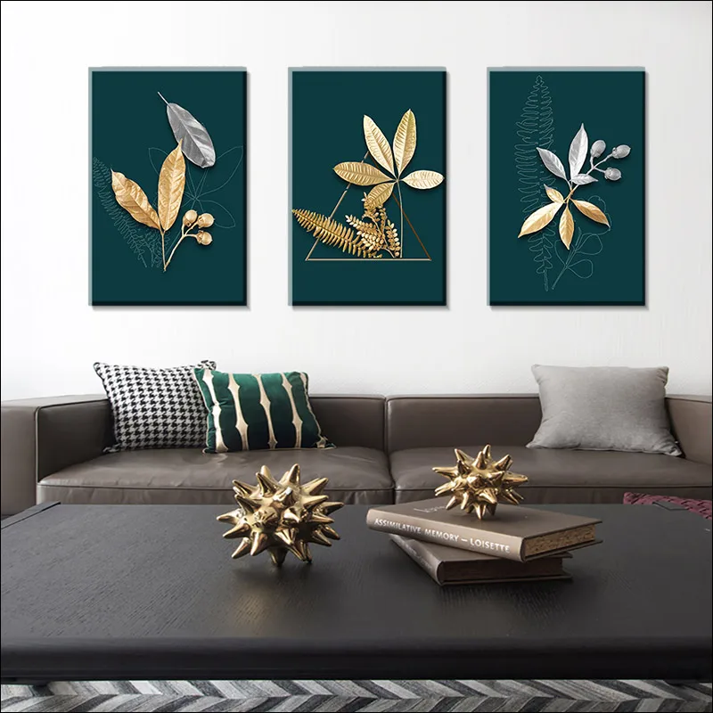 

Modern Light Luxury Gold Leaf Posters, and Prints, Gold Leaf Canvas Paintings, Waterproof Printing, Living Room Home Decoration