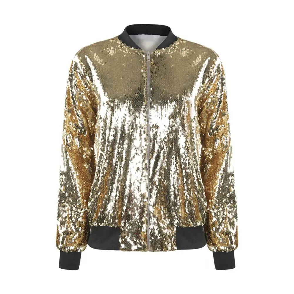 Куртка бомбер HDY Haoduoyi с блестками и круглым вырезом 6 цветов|jacket shine|sequin bomber jacketsequin