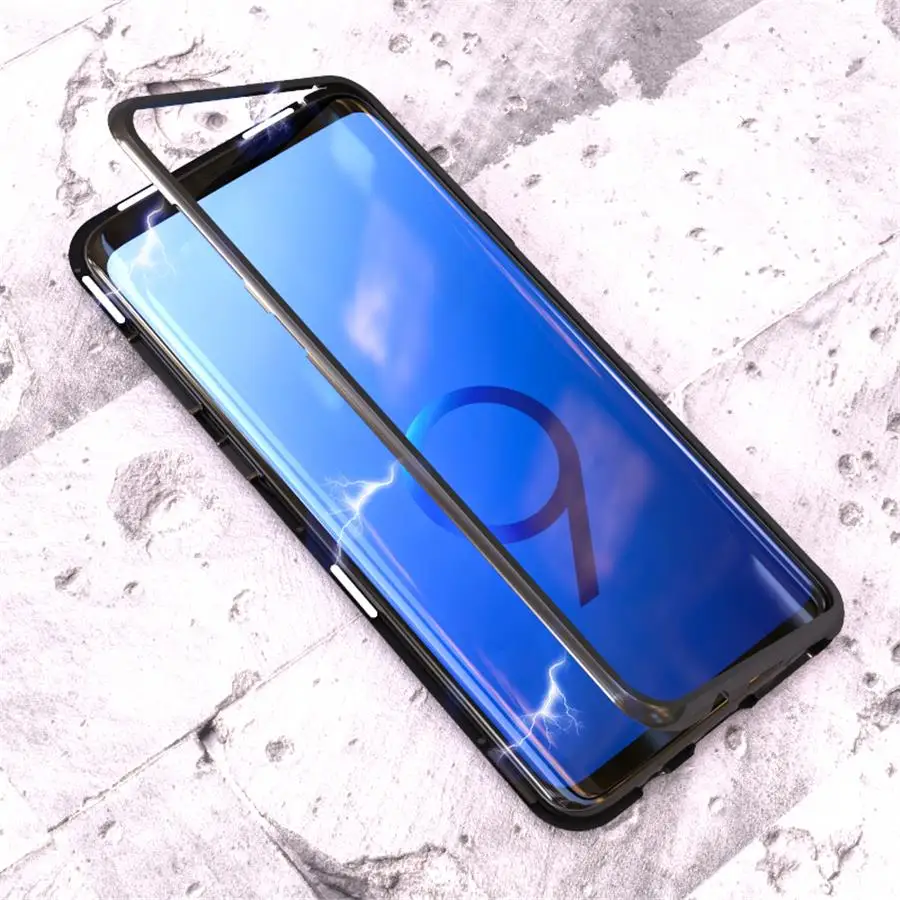 Магнитный металлический чехол для Samsung Galaxy S10 S9 S8 Plus S7 Edge закаленное стекло задняя