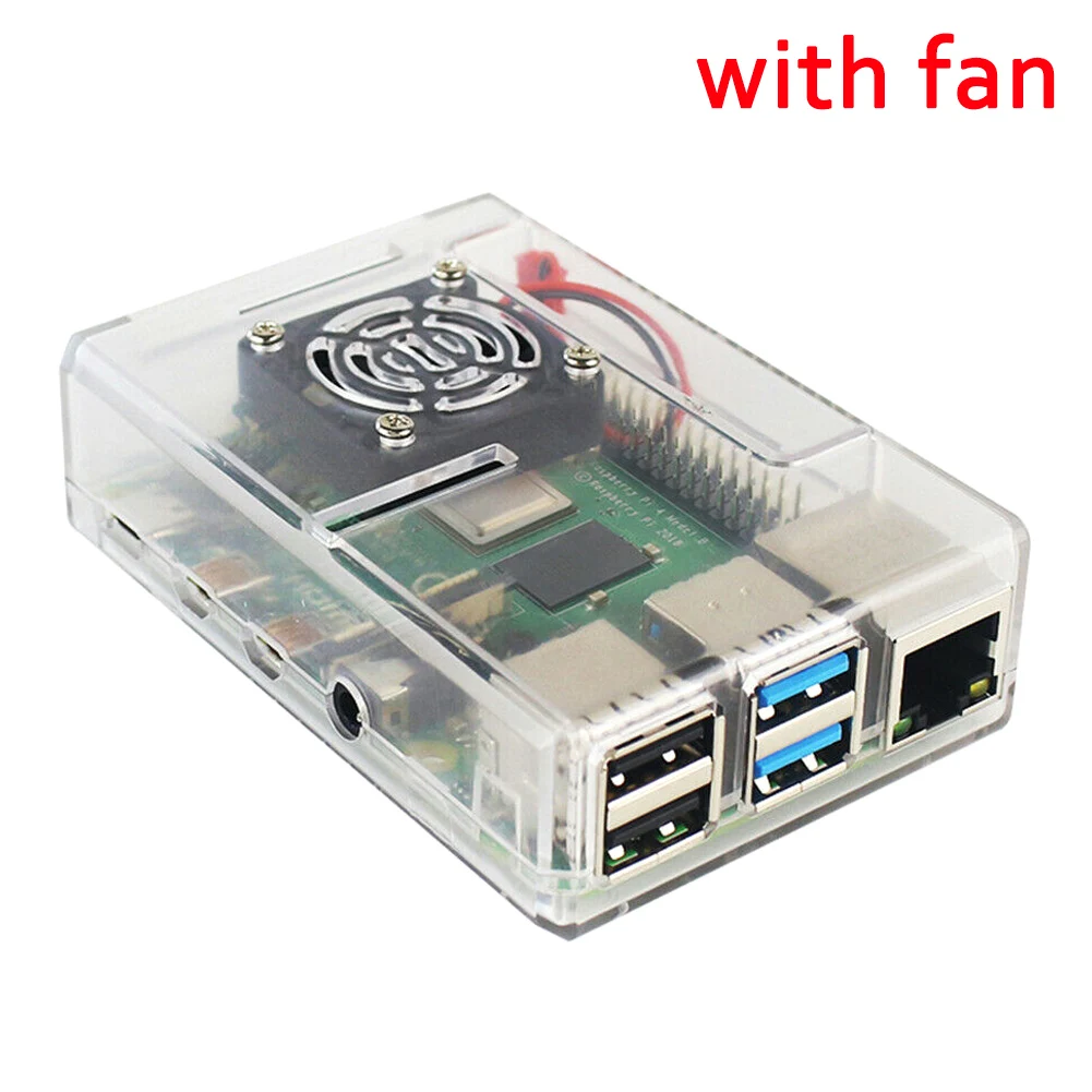 with fan ABS чехол Защитный интерфейс компактный чехол демонстрационная доска аксессуары для Raspberry Pi 4 DOM668 - Цвет: with fan