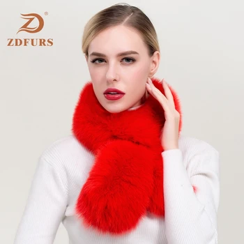 

ZDFURS*Hot sale Trendy Real fox fur scarves Ladies plush candy color genuine fox fur muffler scaves wholesale